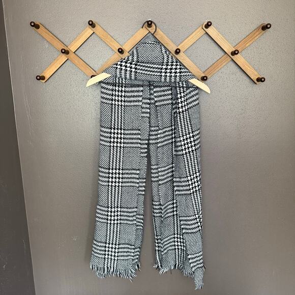 Zara Houndstooth plaid scarf black and white - Picture 1 of 4